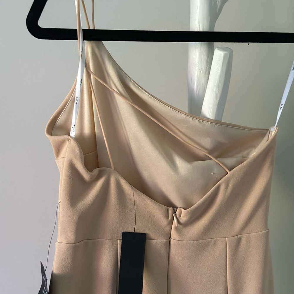 Lulu's One-Shoulder Dress in Soft Beige - Picture 4 of 4